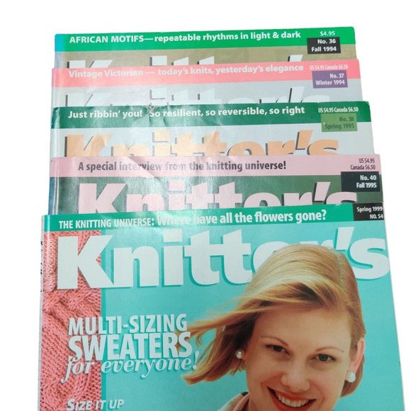 Vintage Knitter's Magazine Lot of 5 Knitting 90s 1990s Retro Patterns Crafting - Picture 1 of 11